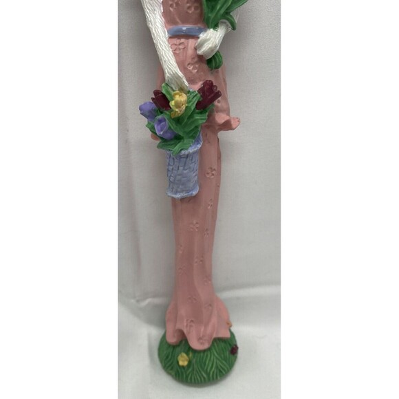 Vintage 1991 Resin Easter Bunny Rabbit Tall Thin Skinny figurine / Spring Flower - Picture 5 of 16